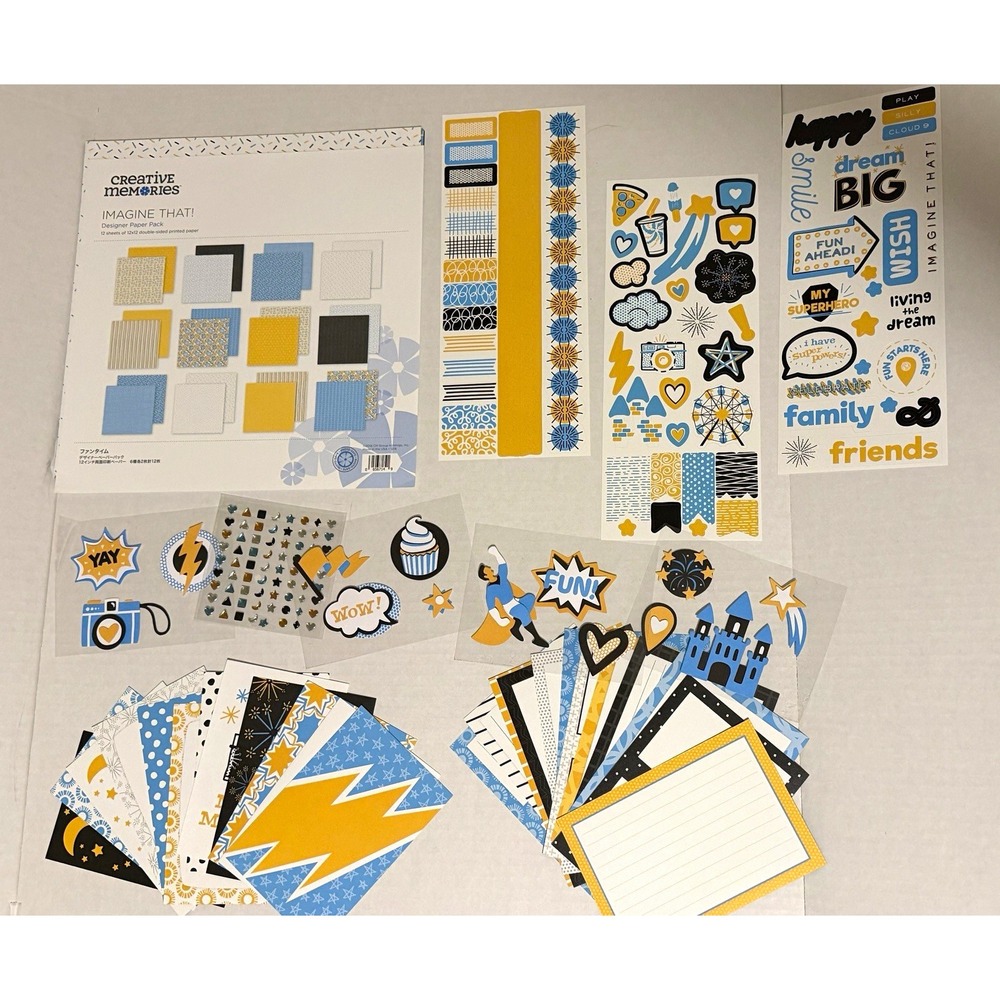 Creative Memories IMAGINE THAT Scrapbook Bundle - Paper mats stickers embellish